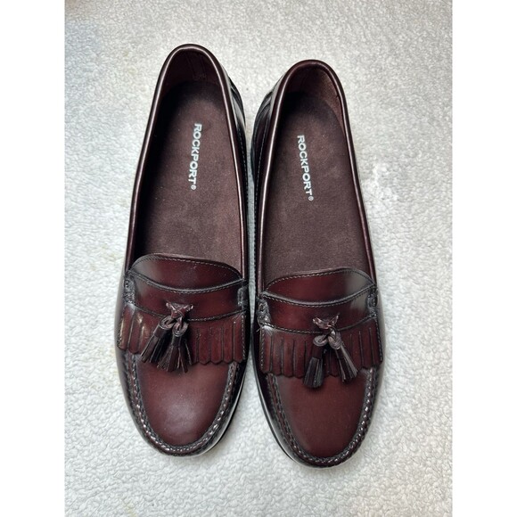 Rockport Mens Burgundy Leather  Loafers Tassel Shoes APM7145E Sz 10.5W *READ* - Picture 1 of 8